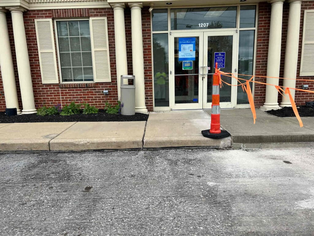 Sidewalk Replacement at Commercial Building Sidewalk replacement at a commercial building entrance