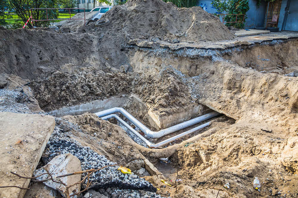 Trench For Water Line in East China, MI