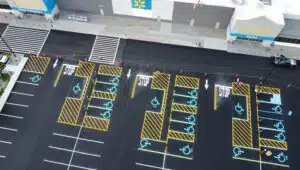 Newly Striped Parking Lot ADA Compliance Markings