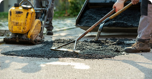 During,Worker,Patcher,Performs,Coated,Filling,Asphalt,Cracks,Sealing,Bitumen D&J Contracting Inc. Asphalt Installation